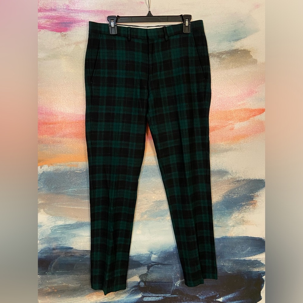 🔥EC🔥J.Crew Bowery 100% Wool Scotch Plaid Pants.